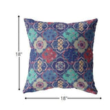 18” Navy Red Trellis Suede Zippered Throw Pillow - Homeroots - Flyclothing LLC