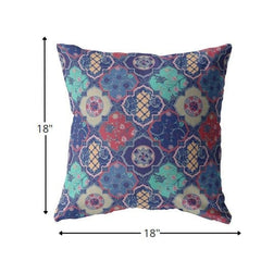 18” Navy Red Trellis Suede Zippered Throw Pillow - Homeroots