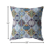 16” Orange Blue Trellis Suede Zippered Throw Pillow - Homeroots - Flyclothing LLC