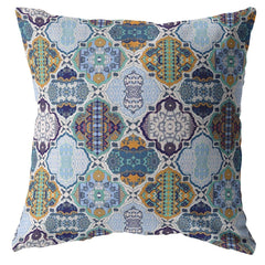 18” Orange Blue Trellis Suede Zippered Throw Pillow - Homeroots
