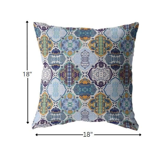 18” Orange Blue Trellis Suede Zippered Throw Pillow - Homeroots