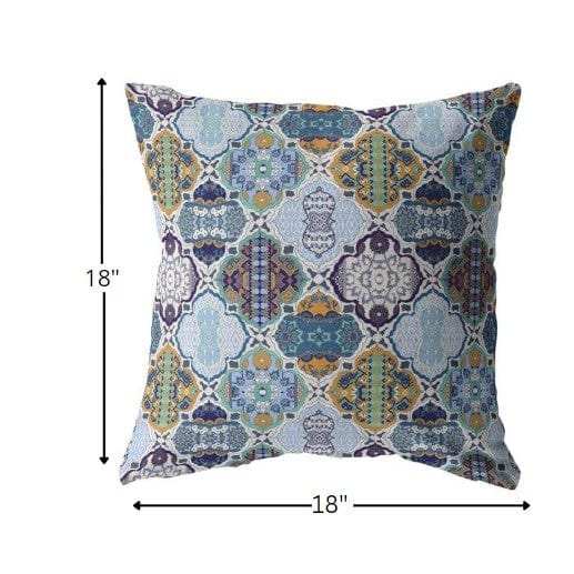 18” Orange Blue Trellis Suede Zippered Throw Pillow - Homeroots - Flyclothing LLC