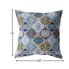 18” Orange Blue Trellis Suede Zippered Throw Pillow - Homeroots