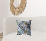 18” Orange Blue Trellis Suede Zippered Throw Pillow - Homeroots