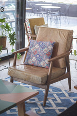 16” Turquoise Cream Trellis Suede Zippered Throw Pillow - Homeroots