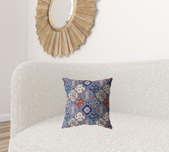 16” Turquoise Cream Trellis Suede Zippered Throw Pillow - Homeroots