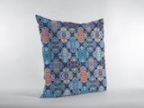 16” Turquoise Red Trellis Suede Zippered Throw Pillow - Homeroots