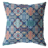 18” Turquoise Red Trellis Suede Zippered Throw Pillow - Homeroots