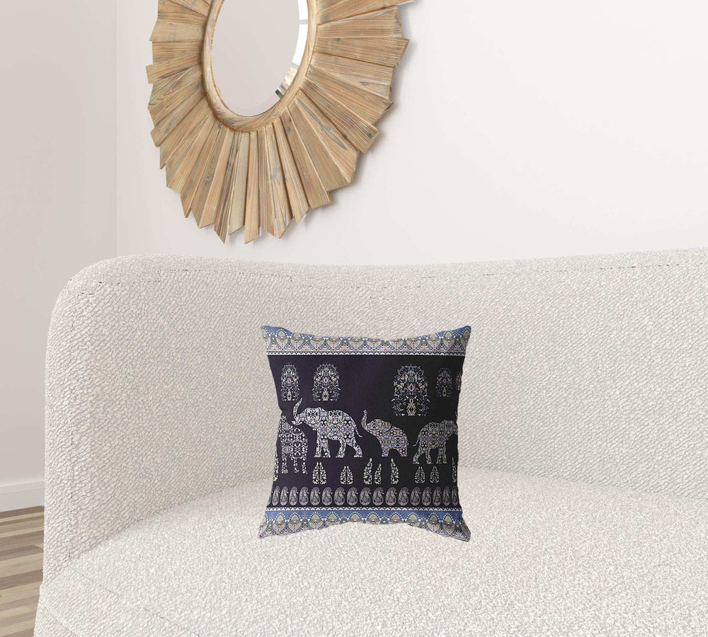 16” Purple Ornate Elephant Zippered Suede Throw Pillow - Homeroots - Flyclothing LLC