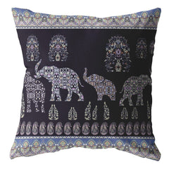 18” Purple Ornate Elephant Zippered Suede Throw Pillow - Homeroots