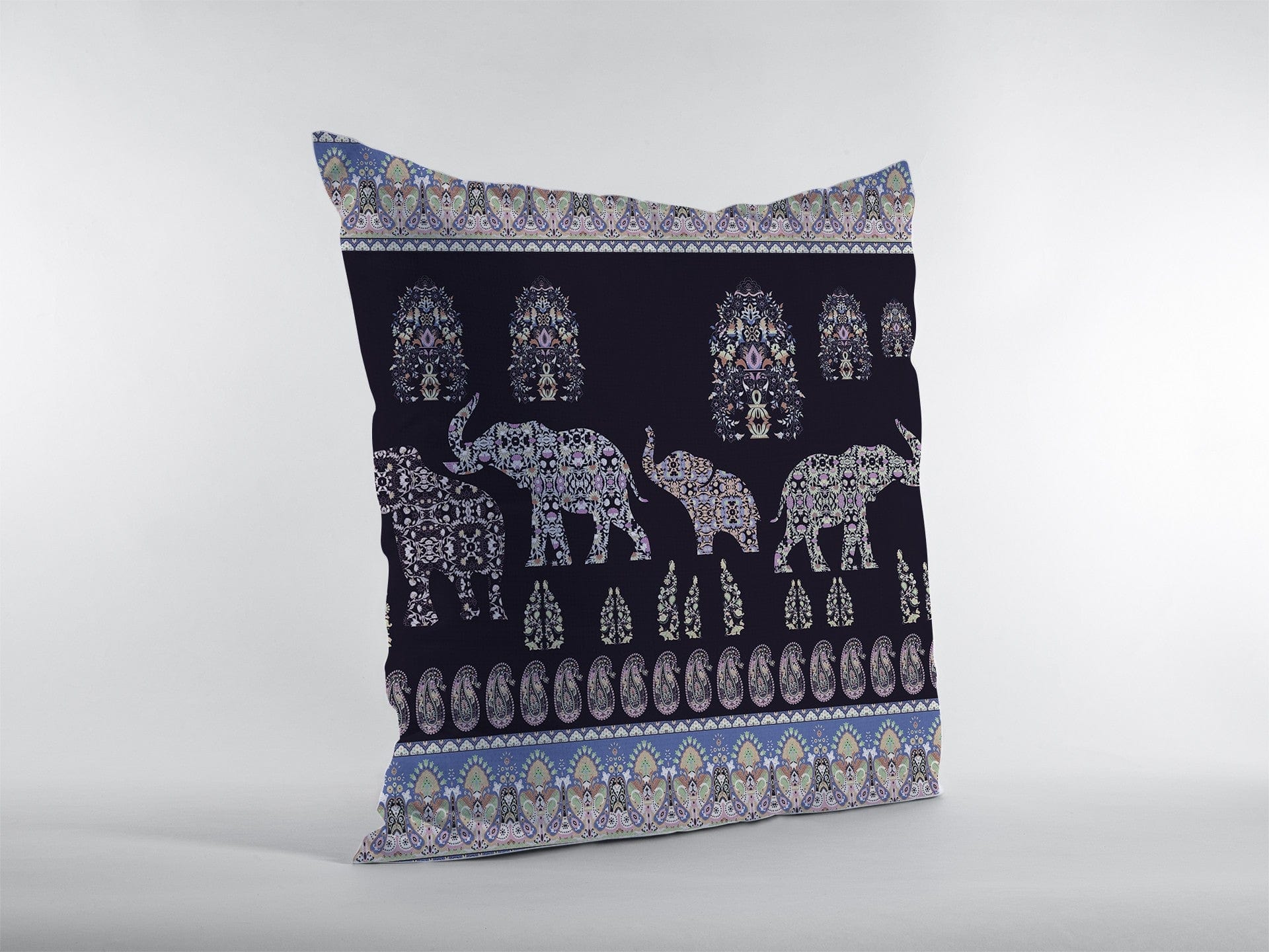 18” Purple Ornate Elephant Zippered Suede Throw Pillow - Homeroots
