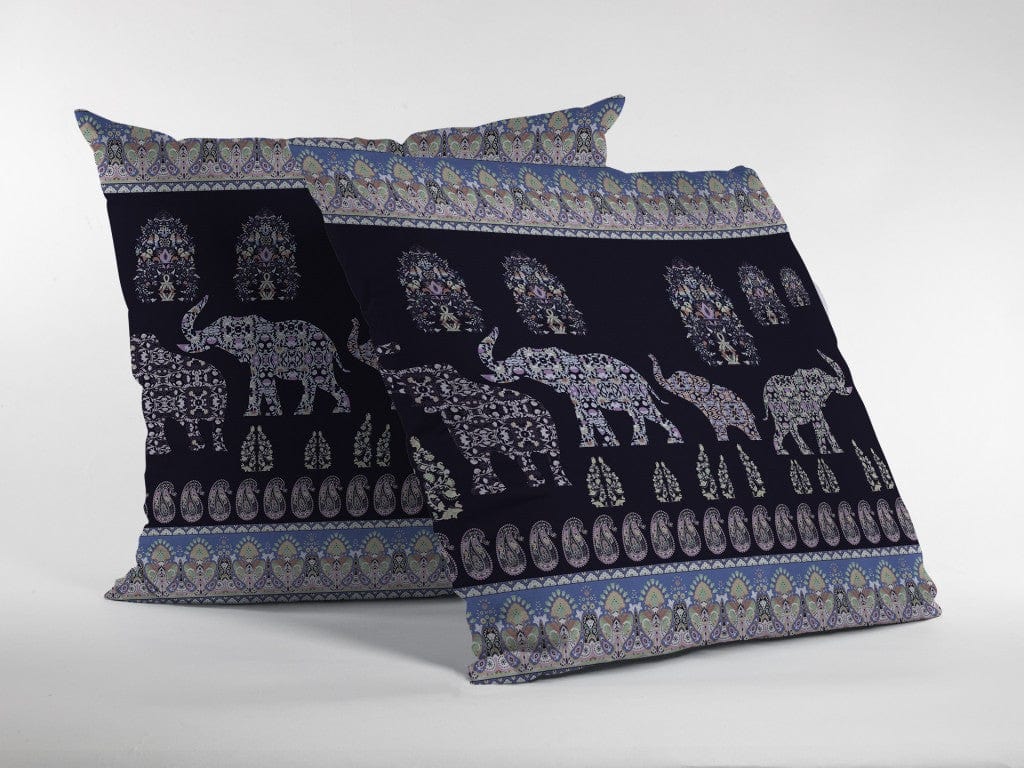 18” Purple Ornate Elephant Zippered Suede Throw Pillow - Homeroots
