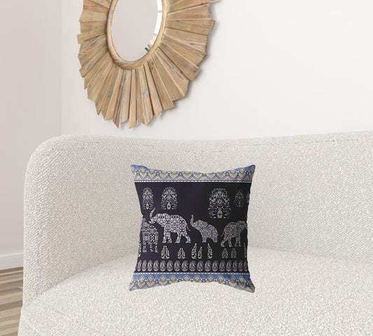18” Purple Ornate Elephant Zippered Suede Throw Pillow - Homeroots
