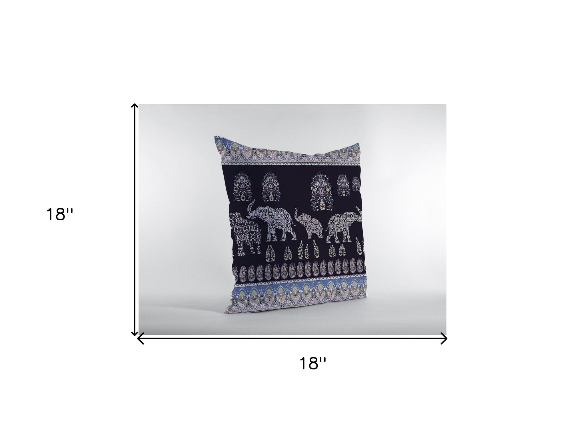 18” Purple Ornate Elephant Zippered Suede Throw Pillow - Homeroots