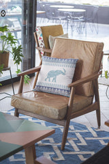16” Teal Ornate Elephant Zippered Suede Throw Pillow - Homeroots