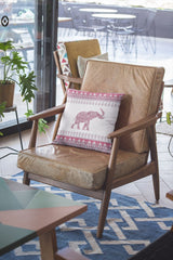 16” Red White Ornate Elephant Zippered Suede Throw Pillow - Homeroots