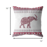 16” Red White Ornate Elephant Zippered Suede Throw Pillow - Homeroots - Flyclothing LLC