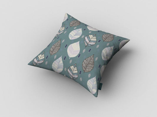 16” Pine Green Leaves Suede Zippered Throw Pillow - Homeroots
