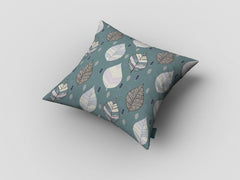 16” Pine Green Leaves Suede Zippered Throw Pillow - Homeroots