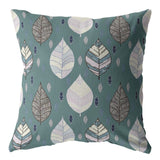 18” Pine Green Leaves Suede Zippered Throw Pillow - Homeroots