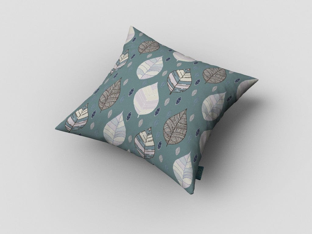 18” Pine Green Leaves Suede Zippered Throw Pillow - Homeroots