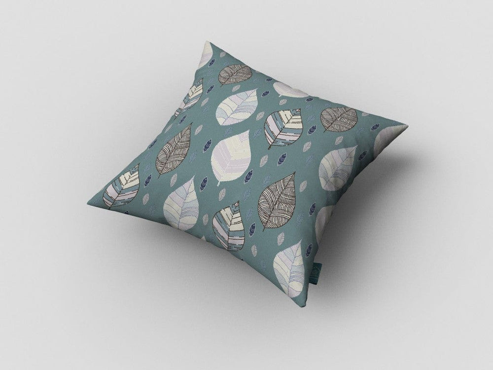 18” Pine Green Leaves Suede Zippered Throw Pillow - Homeroots