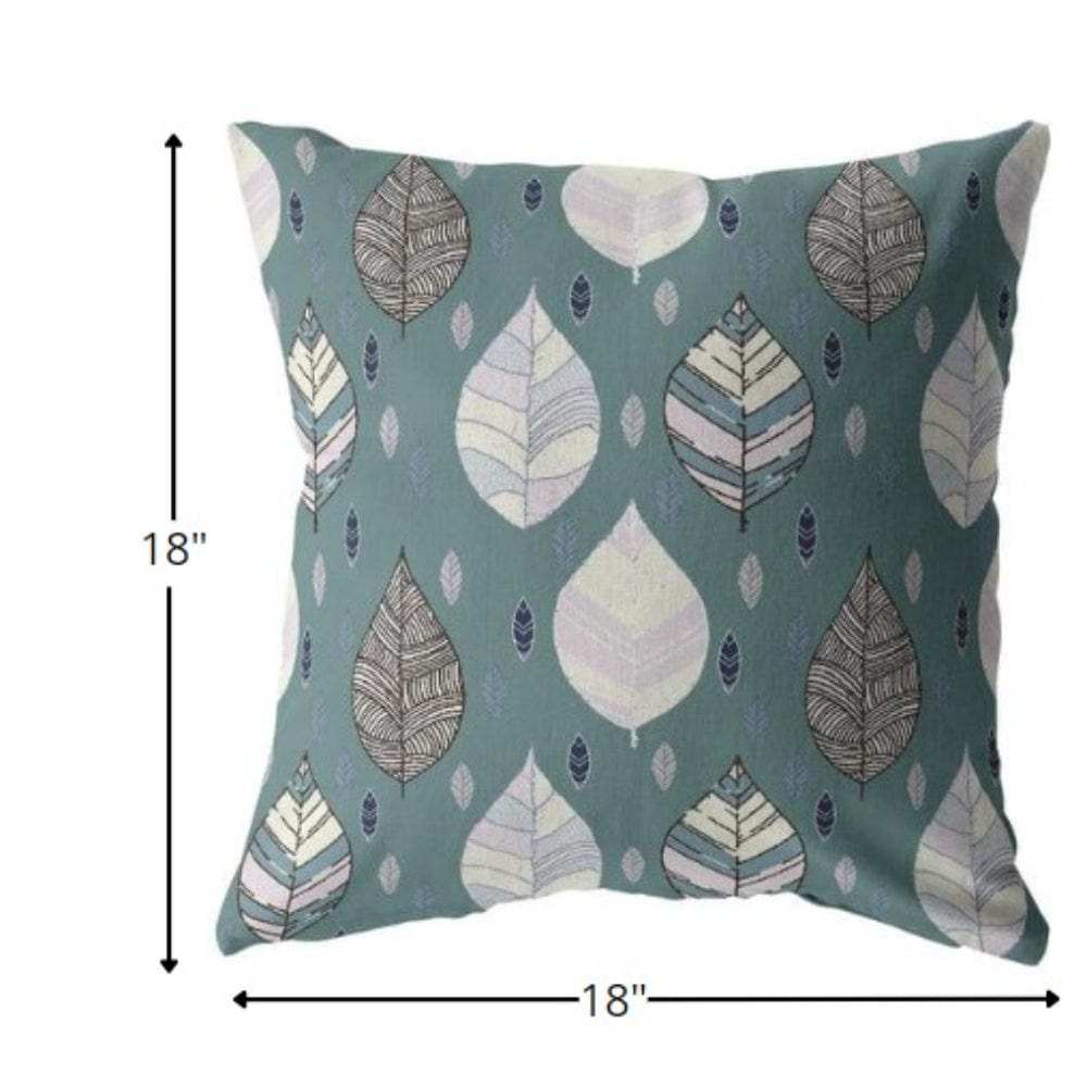 18” Pine Green Leaves Suede Zippered Throw Pillow - Homeroots - Flyclothing LLC