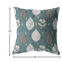 18” Pine Green Leaves Suede Zippered Throw Pillow - Homeroots