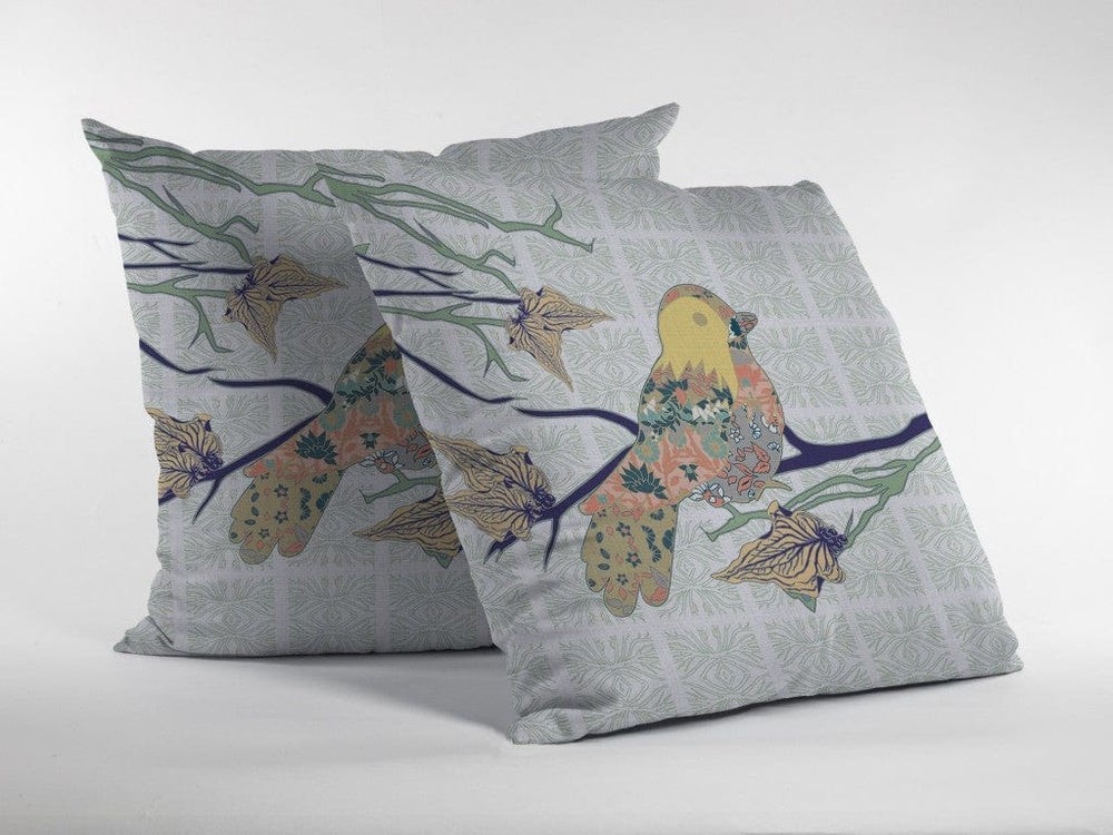 16" Light Green Sparrow Zippered Suede Throw Pillow - Homeroots - Flyclothing LLC