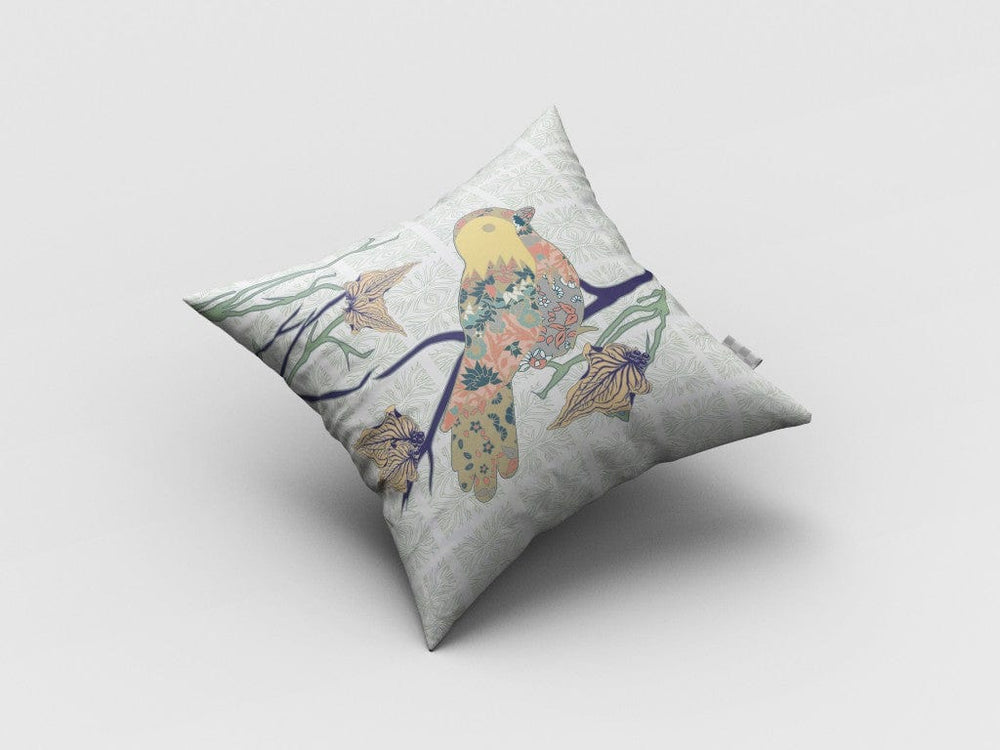 16" Light Green Sparrow Zippered Suede Throw Pillow - Homeroots