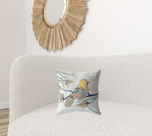 16" Light Green Sparrow Zippered Suede Throw Pillow - Homeroots