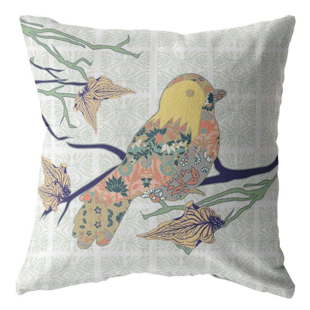 18" Light Green Sparrow Zippered Suede Throw Pillow - Homeroots