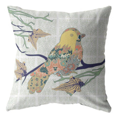 18" Light Green Sparrow Zippered Suede Throw Pillow - Homeroots