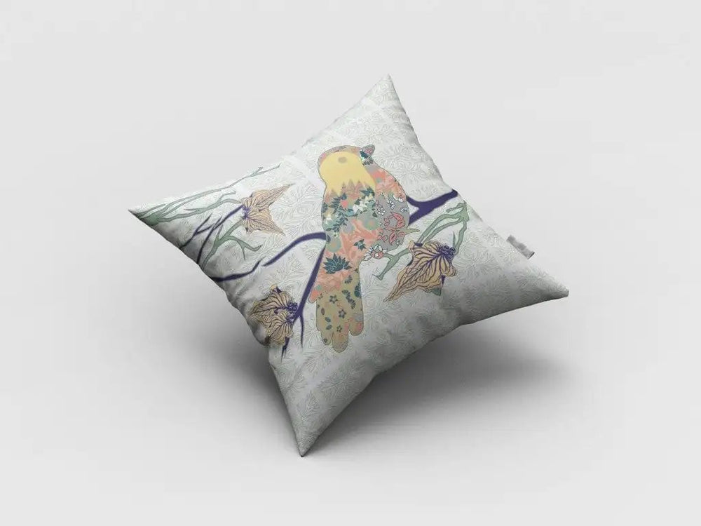 18" Light Green Sparrow Zippered Suede Throw Pillow - Homeroots