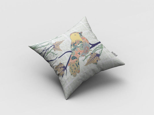 18" Light Green Sparrow Zippered Suede Throw Pillow - Homeroots