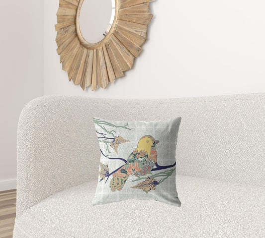 18" Light Green Sparrow Zippered Suede Throw Pillow - Homeroots