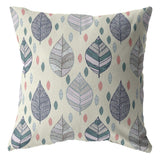 16” Cream Gray Leaves Suede Zippered Throw Pillow - Homeroots