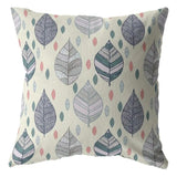 18” Cream Gray Leaves Suede Zippered Throw Pillow - Homeroots