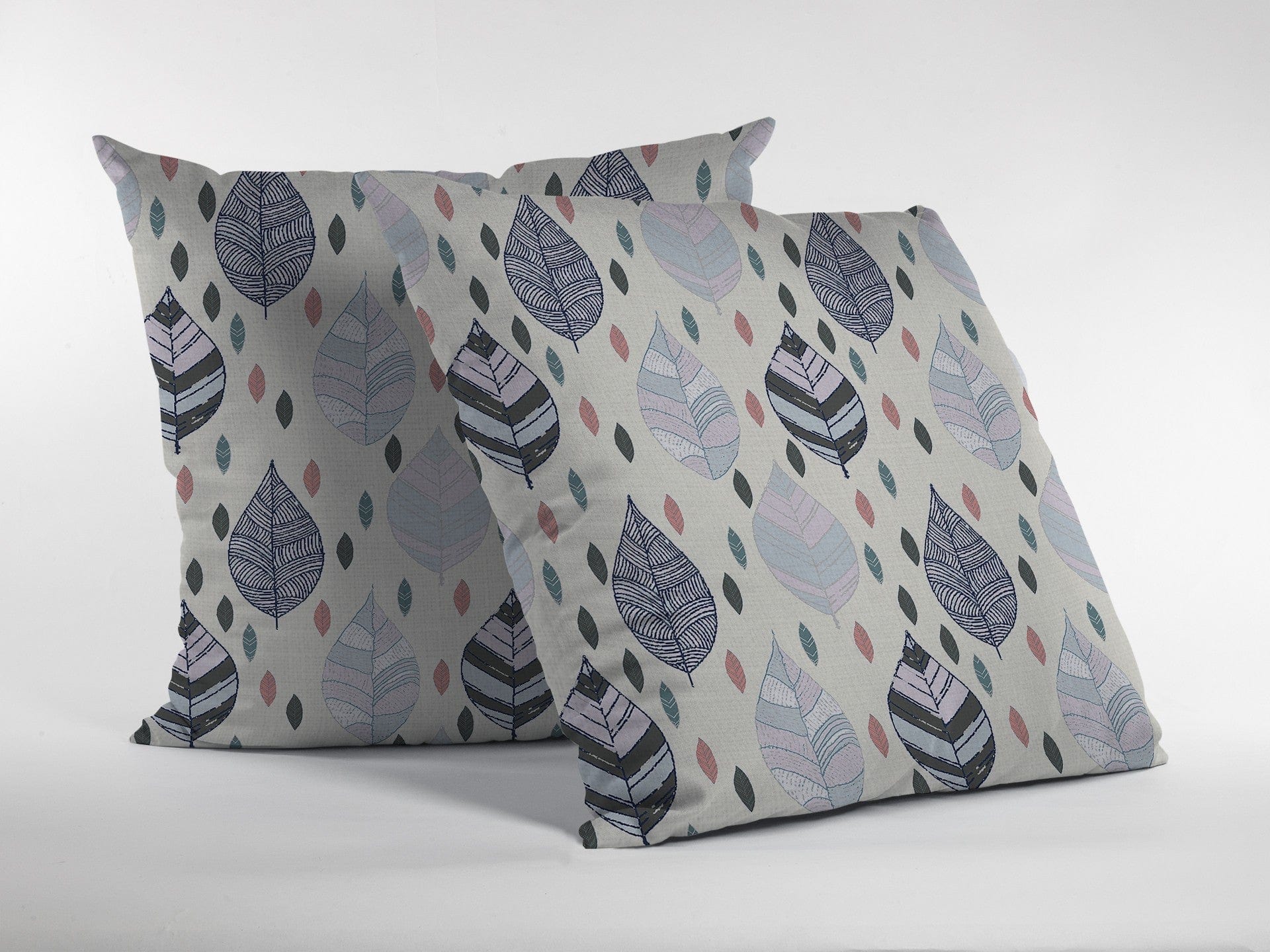 18” Cream Gray Leaves Suede Zippered Throw Pillow - Homeroots