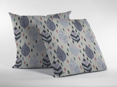 18” Cream Gray Leaves Suede Zippered Throw Pillow - Homeroots