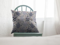 18” Cream Gray Leaves Suede Zippered Throw Pillow - Homeroots