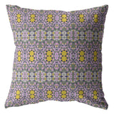 16” Purple Yellow Geofloral Zippered Suede Throw Pillow - Homeroots