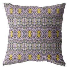 16” Purple Yellow Geofloral Zippered Suede Throw Pillow - Homeroots