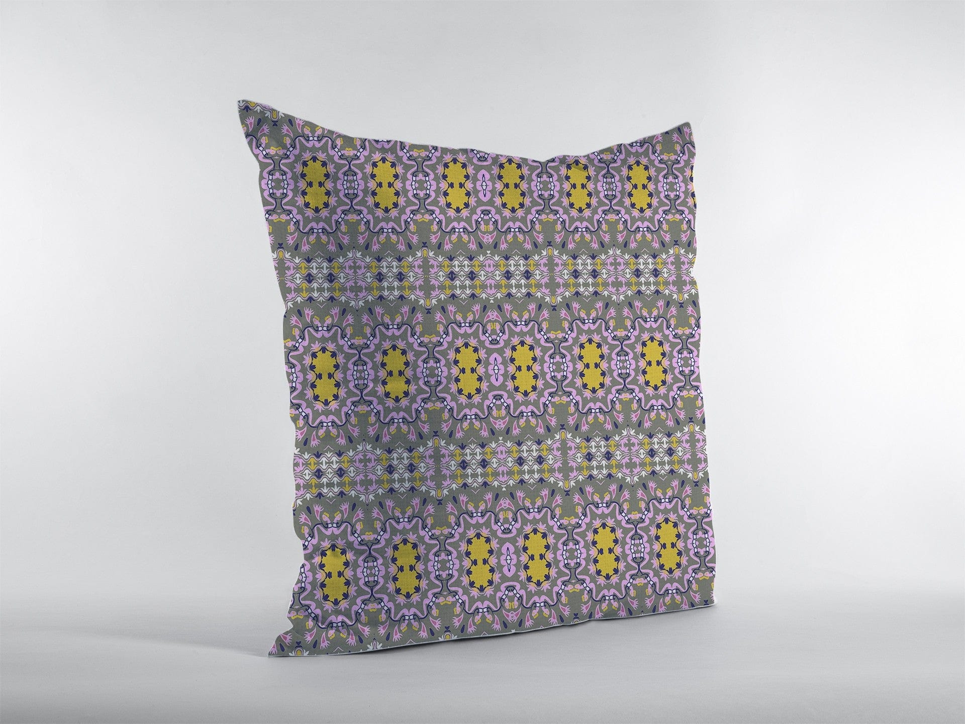 16” Purple Yellow Geofloral Zippered Suede Throw Pillow - Homeroots