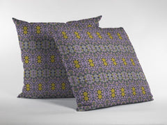 16” Purple Yellow Geofloral Zippered Suede Throw Pillow - Homeroots