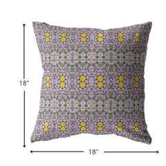 18” Purple Yellow Geofloral Zippered Suede Throw Pillow - Homeroots