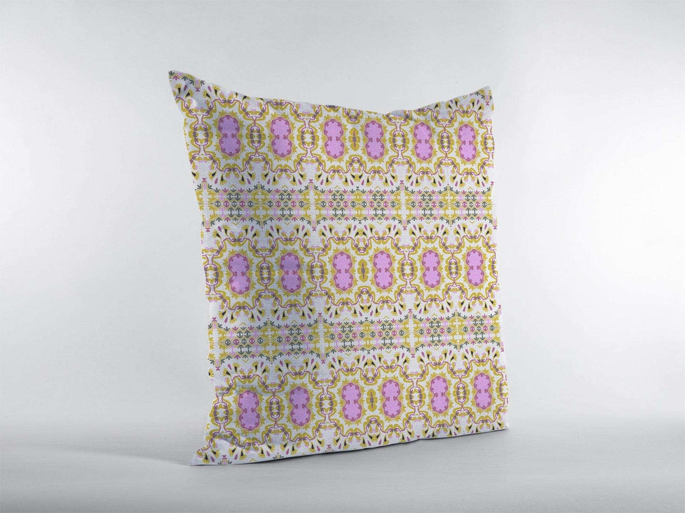 16” Yellow Lavender Geofloral Zippered Suede Throw Pillow - Homeroots - Flyclothing LLC