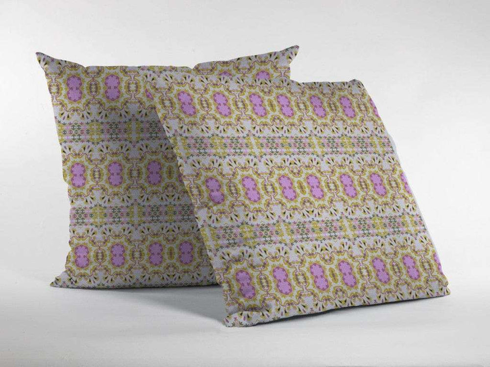 16” Yellow Lavender Geofloral Zippered Suede Throw Pillow - Homeroots - Flyclothing LLC