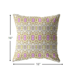 16” Yellow Lavender Geofloral Zippered Suede Throw Pillow - Homeroots