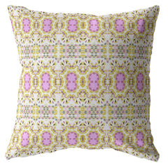 18” Yellow Lavender Geofloral Zippered Suede Throw Pillow - Homeroots